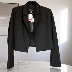 Rachel Zoe Black Cropped Blazer – NWT Size M | Asymmetrical Hem | Classic & Mode